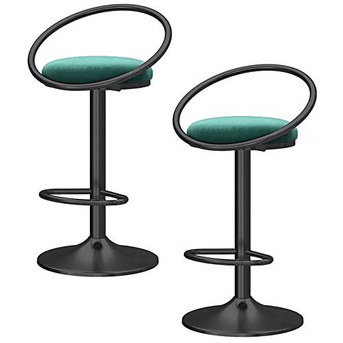 Samt Barhocker, Drehbare Barhocker mit Rücken und Fußstütze Moderne gepolsterte Bar Stuhl für Cafe Pub Küche Zähler Esszimmer (Green 2ps) von DFKGLCRR
