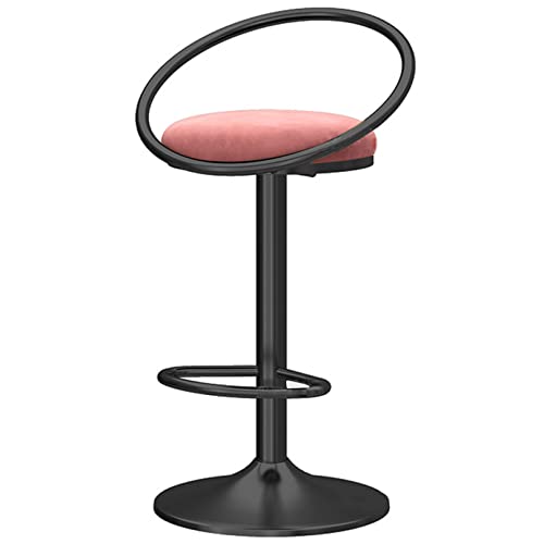Samt Barhocker, Drehbare Barhocker mit Rücken und Fußstütze Moderne gepolsterte Bar Stuhl für Cafe Pub Küche Zähler Esszimmer (Pink 1ps) von DFKGLCRR