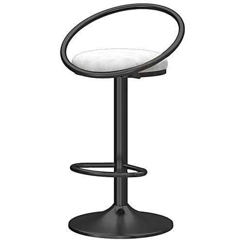 Samt Barhocker, Drehbare Barhocker mit Rücken und Fußstütze Moderne gepolsterte Bar Stuhl für Cafe Pub Küche Zähler Esszimmer (White 1ps) von DFKGLCRR