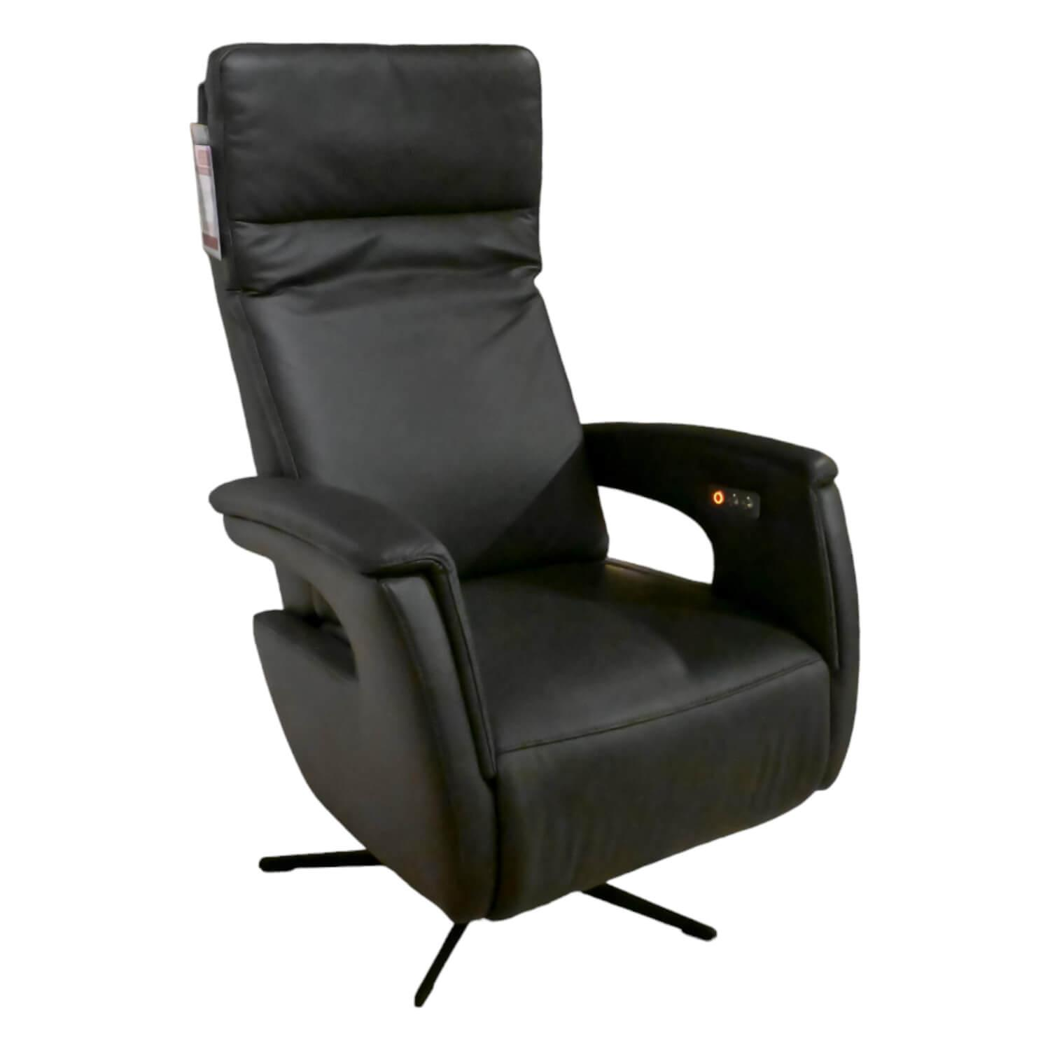 Relaxsessel Noah Bezug Leder L25 Comfort Schiefer Schwarz Drehgestell  Kreuz Sch... von DFM