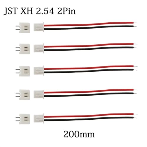 5/10 Stück Micro Mini JST XH2.54 2 Pin Stecker Stecker Terminal Kabel XH 2.54 2P Drahtverbinder Länge 200 mm 26AWG (Size : 5Pcs) von DFPFJWJK