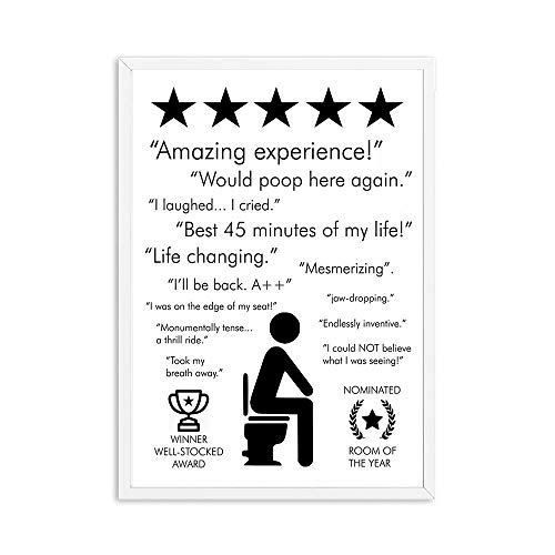 Black White Bathroom Quote Sign Print Poster Amazing Experience Would Poop Here Again Toilet Wall Art Canvas Painting Decor Picture 50x70cm Frameless von DFRES