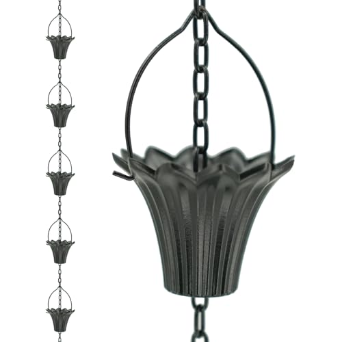 DFTDFYXYRegenführungskette Regenkette Regenketten Für Dachrinnen Regenketten Für Fallrohre Kanalverbindung Dekorative Regenkette Mit Haken Und Festen Ankern Für Dachrinne,Traufen,2.6m(8.5ft) von DFTDFYXY