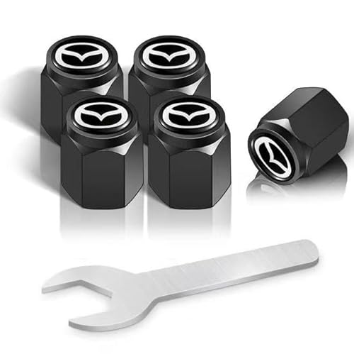 DFVBNH Auto Ventilkappen für Mazda CX-5 2017-2023, Reifen Ventilkappen Autoventil Kappe Reifenventil Kappe Staubkappen mit Dichtung Legiertes Korrosionsbeständig Zubehör,Black-5PCS DFVBNH Auto Ventilkappen für Mazda CX-5 2017-2023, Reifen Ventilkappen Autoventil Kappe Reifenventil Kappe Staubkappen mit Dichtung Legiertes Korrosionsbeständig Zubehör,Black-5PCS von DFVBNH