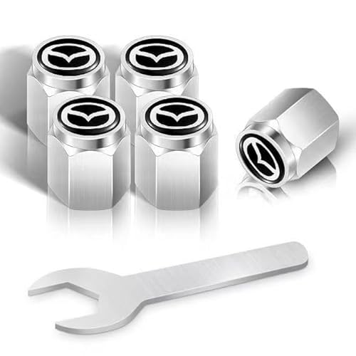 DFVBNH Auto Ventilkappen für Mazda CX-5 2017-2023, Reifen Ventilkappen Autoventil Kappe Reifenventil Kappe Staubkappen mit Dichtung Legiertes Korrosionsbeständig Zubehör,Silver-5PCS DFVBNH Auto Ventilkappen für Mazda CX-5 2017-2023, Reifen Ventilkappen Autoventil Kappe Reifenventil Kappe Staubkappen mit Dichtung Legiertes Korrosionsbeständig Zubehör,Silver-5PCS von DFVBNH