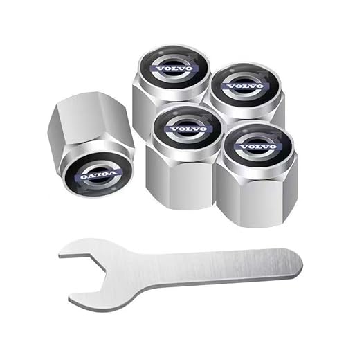 DFVBNH Auto Ventilkappen für Volvo XC70 2007-2016, Reifen Ventilkappen Autoventil Kappe Reifenventil Kappe Staubkappen mit Dichtung Legiertes Korrosionsbeständig Zubehör,Silver-5PCS DFVBNH Auto Ventilkappen für Volvo XC70 2007-2016, Reifen Ventilkappen Autoventil Kappe Reifenventil Kappe Staubkappen mit Dichtung Legiertes Korrosionsbeständig Zubehör,Silver-5PCS von DFVBNH