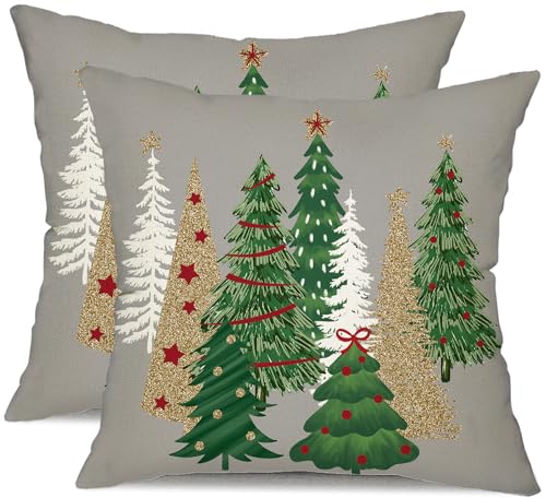 DFXSZ Weihnachts-Kissenbezüge, 50,8 x 50,8 cm, 2 Stück, Weihnachtsbaum, dekorative graue Dekokissen, Winter-Weihnachtsdekoration für Zuhause, Couch, 50D von DFXSZ