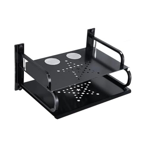Aluminiumlegierung Wifi Router Regal Aufbewahrungsbox Wandmontage Kabel Strom plus Drahthalterung Hängestecker Organizer Neu(28x20x3F Black) von DFYOULMZ