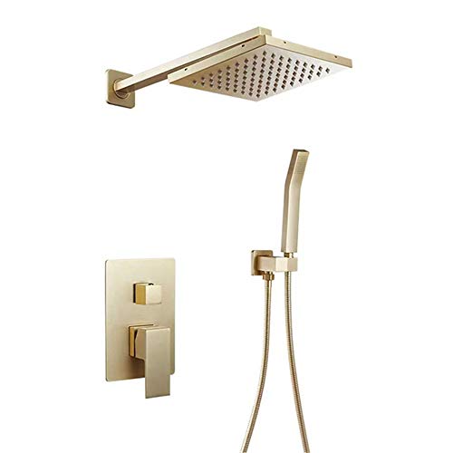 DFYOZX Wandmontiertes Duscharmaturen-Set, Unterputz-Duschbad-Mischbatterie Verdeckte Box Badezimmer-Duschanzug, Gold gebürstet-Rotgussgrau DFYOZX Wandmontiertes Duscharmaturen-Set, Unterputz-Duschbad-Mischbatterie Verdeckte Box Badezimmer-Duschanzug, Gold gebürstet-Rotgussgrau von DFYOZX