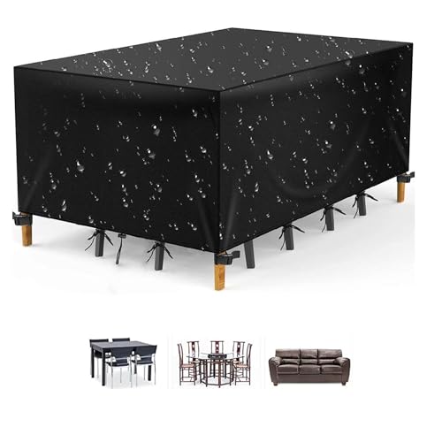 Abdeckung Gartenmöbel Winterfest, Winddicht, Winterfest, UV-Beständig, Wasserdichte Schutzhülle Gartenmöbel 420D Oxford Gewebe Terrassenmöbel Abdeckung für Gartentische, Loungemöbel 190x160x100cm von DFZEWKI