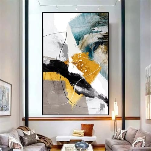 DFZEWKI Großes abstraktes Retro-Leinwandgemälde, Kunstwerkdrucke, Heimdekoration, strukturierte, farbenfrohe Wandkunst für Wohnzimmer, 40 x 50 cm (16 x 20 Zoll), rahmenlos von DFZEWKI
