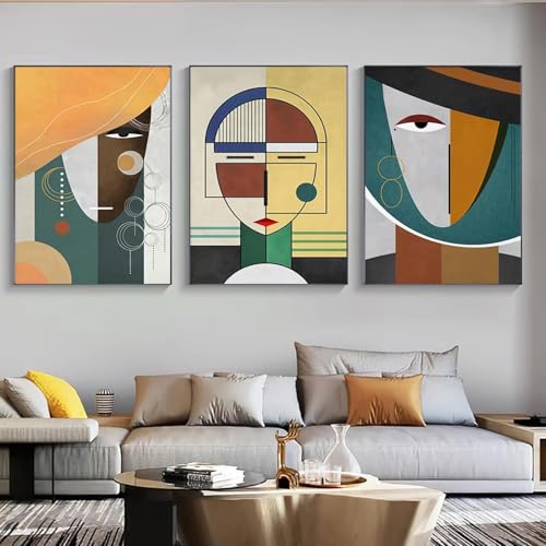 DFZEWKI Moderne abstrakte Picasso-Linien-Frauen-Wandkunst, Poster mit geometrischen Figuren, Leinwandmalerei, Wohnzimmer-Wandbild, Bilddrucke, 20 x 35 cm (8 x 14 Zoll), 3 Stück, rahmenlos von DFZEWKI