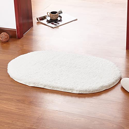 1 Stück/2 Stück Badematte Badezimmerteppiche, rutschfest, oval, Duschmatte, Teppiche, waschbar, weich, Badezimmermatte, Fußmatte für Toiletten, Küche, Innenbereich (1 Stück, 30 x 50 cm, weiß) von DG Catiee