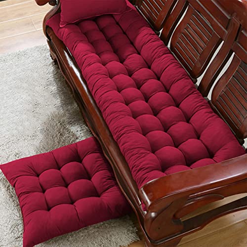 DG Catiee 8 cm Gartenbank-Kissen, 2-Sitzer/3-Sitzer, 100/120 cm dick, Bank-Sitzkissen, Baumwolle, rechteckig, Sitzpolster für drinnen und draußen (155 x 55 cm, rot) von DG Catiee