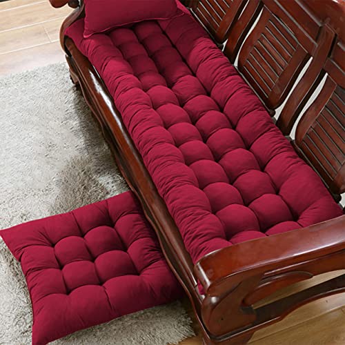 DG Catiee 8 cm Gartenbank-Kissen, 2-Sitzer/3-Sitzer, 100/120 cm dick, Bank-Sitzkissen, Baumwolle, rechteckig, für drinnen und draußen (120 x 40 cm, rot) von DG Catiee
