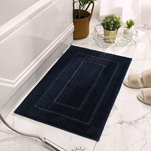 DG Catiee Rutschfeste Badematte, Duschvorleger, saugfähig, weiche Badezimmermatten, verdickte Mikrofasermatte für Badezimmer, Schlafzimmer, Fußmatten (60 x 90 cm, Marineblau) von DG Catiee