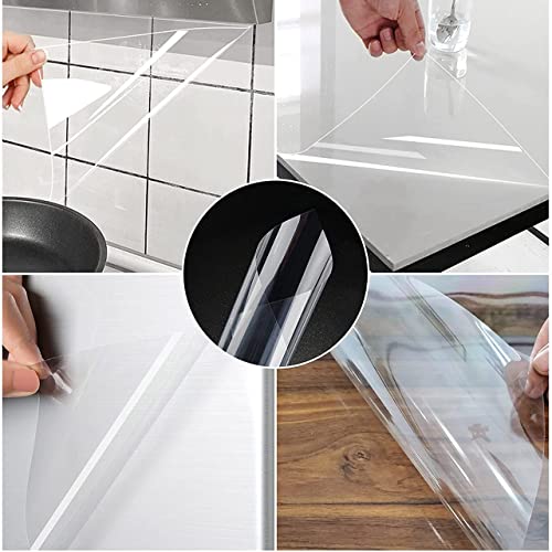 DG Catiee Transparente Klebefolie Transparent Küche Wandschutz Folie Wasserdicht Öldicht Spritzschutz Folie für Küche Arbeitsplatte Tisch (30 * 200 cm) von DG Catiee