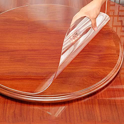 DG Catiee Transparente PVC-Tischdecke, runde Tischabdeckung, transparente Kunststoff-Tischmatten, rutschfest, wasserdicht, Möbelschutz (rund 60 cm) von DG Catiee