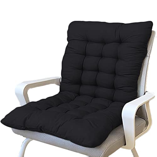 DG Catiee Weiches Sitzkissen mit niedriger Rückenlehne mit Befestigungsbändern, Liegestuhl-Sitzkissen mit Rückenlehne, Rückenkissen, Sitzkissen für Zuhause und Büro (80 x 40 cm, schwarz) von DG Catiee