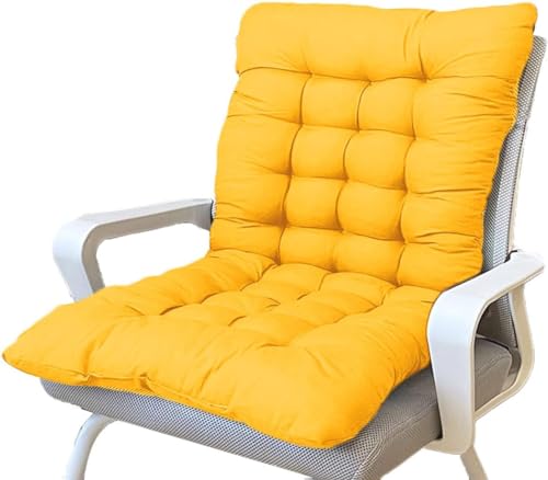 DG Catiee weiche niedrige Rückenlehne Stuhl Sitzkissen mit Fixierbändern, Recliner Stuhl Sitzkissen mit Rückenlehne zurück Kissen Sitzpolster für Haus/Büro (80 * 40cm,Gelb) von DG Catiee