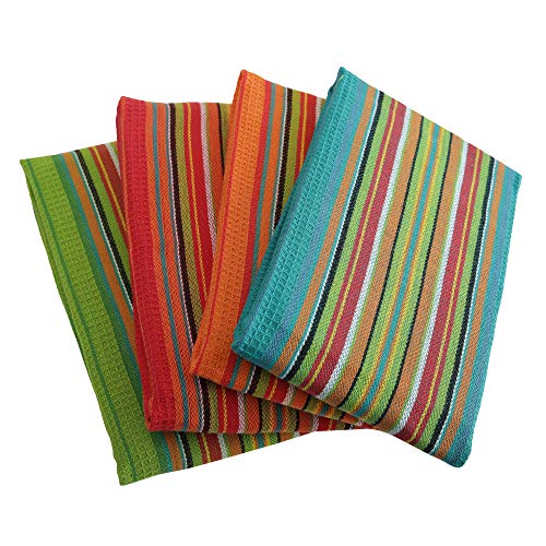 DG Collections Küchen-Geschirrtücher, 100 % natürliche Baumwolle, Salsa-Handtücher, 4er-Set (40.6 x 71.1 cm), Mehrzweck-Küchentücher, sehr weich, fusselfrei, Waffeldesign Geschirrtücher von DG Collections