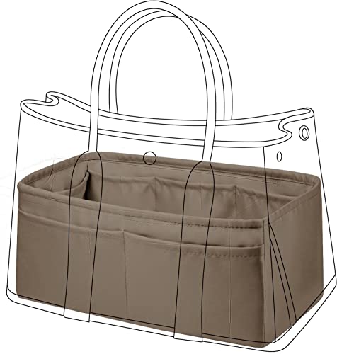 DGAZ Seidiger Handtasche Tasche Organizer, Luxuriöser Handtaschen und Tote Organizer, Simplicity Tasche in Tasche Organizer für Garden Party 30/36 Taschen (Etoupe Grau, GP36) von DGAZ