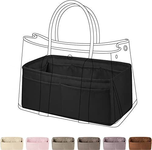 DGAZ Seidiger Handtasche Tasche Organizer, Luxuriöser Handtaschen und Tote Organizer, Simplicity Tasche in Tasche Organizer für Garden Party 30/36 Taschen (Schwarz, GP36) von DGAZ