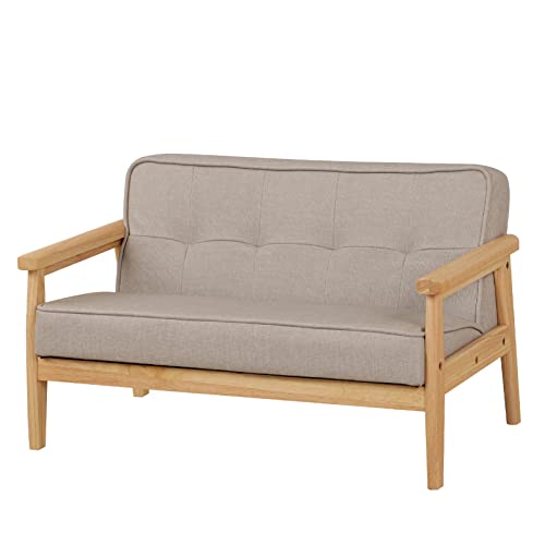 DGBAOBEI Kinder-Sofa, PVC-Leder, Armlehn-Couch, Holzrahmen, Beine, 2-Sitzer, Kindersofas für Jungen und Mädchen (Hellgrau) von DGBAOBEI