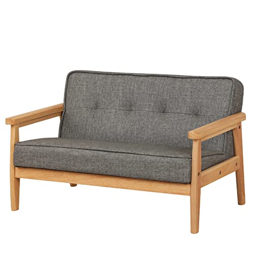 DGBAOBEI Kinder-Sofa, PVC-Leder, Armlehn-Couch, Holzrahmen, Beine, 2-Sitzer, Kindersofas für Jungen und Mädchen (dunkelgrau) von DGBAOBEI