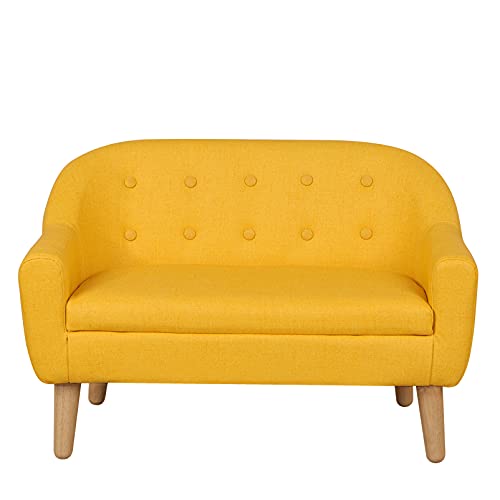 DGBAOBEI Kinder-Sofa, PVC-Leder, Kindersessel, 2-Sitzer, Kleinkind-Sofa, Stuhl mit Holzbeinen (gelb) von DGBAOBEI