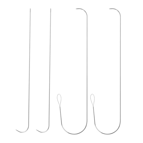 DGBRSM 4 Stück große Augenpiercing, gebogene Nadel, Edelstahl-Perlennadel, Handwerkzeug zur Herstellung von Armbändern und Halsketten, 14 cm, zum schnellen Auffädeln von Münzperlen von DGBRSM