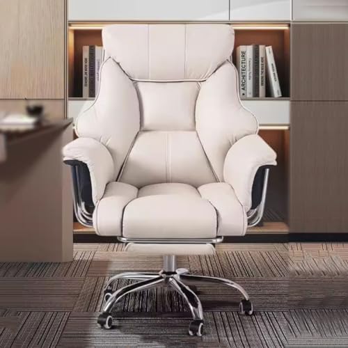 Chefsessel mit hoher Rückenlehne, ergonomischem Design und Drehfunktion. Bequemer Schreibtischstuhl mit Lederpolsterung, einstellbarer Höhe und Latex-Sitzpolsterung. Ideal für große Chefs (K von DGDHHSFJDJ