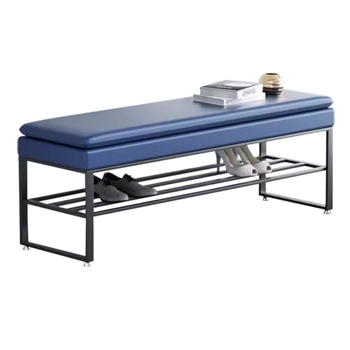 DGDHHSFJDJ 2-stöckige Schuhbank mit gepolsterter Sitzfläche aus PU-Leder, Metallbeinen – stilvolle Schuhaufbewahrung für Eingangsbereich, Flur, Wohnzimmer – langlebig von DGDHHSFJDJ