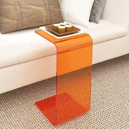 DGDHHSFJDJ 21" orangefarbener C-Tisch aus Acryl, modernes Design mit offenem Stauraum. Funktioniert als Akzent im Wohnzimmer, Couchtisch oder Nachttisch im Schlafzimmer von DGDHHSFJDJ