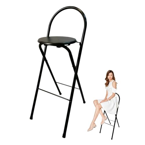 DGDHHSFJDJ 24 Zoll Faltbarer Frühstücksbarhocker mit Rückenlehne, leicht zu verstauen, tragbarer klappbarer hoher 30-Zoll-Stuhl für Küche, Außenbereich, Esszimmer von DGDHHSFJDJ