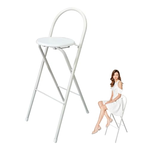 DGDHHSFJDJ 24 Zoll Faltbarer Frühstücksbarhocker mit Rückenlehne, leicht zu verstauen, tragbarer klappbarer hoher 30-Zoll-Stuhl für Küche, Außenbereich, Esszimmer von DGDHHSFJDJ