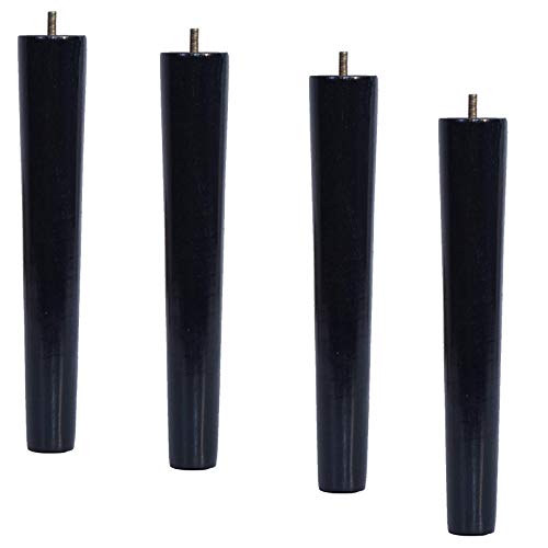 DGDHHSFJDJ 4 Stück konische Möbelbeine aus Massivholz, Ersatzbeine mit M6-Gewinde für Stühle und Sofas, Schrankfüße aus Gummiholz, Schwarze Couchtischbeine, langlebiges und stilvolles Design von DGDHHSFJDJ
