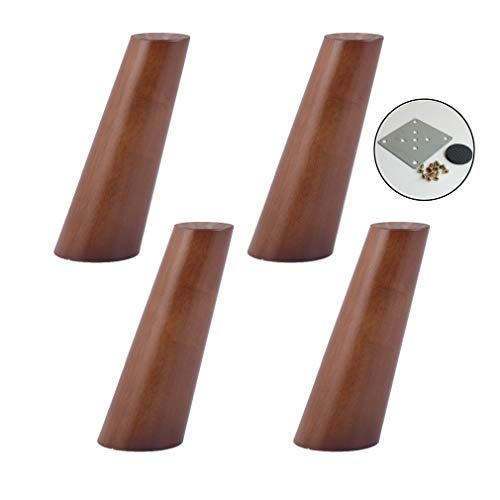 DGDHHSFJDJ 4er-Set Sofabeine aus Nussbaum-Massivholz im Midcentury-Stil, schräges konisches Design, 7,9 Zoll Ersatzmöbelfüße für Stühle, Tische und Sofas von DGDHHSFJDJ