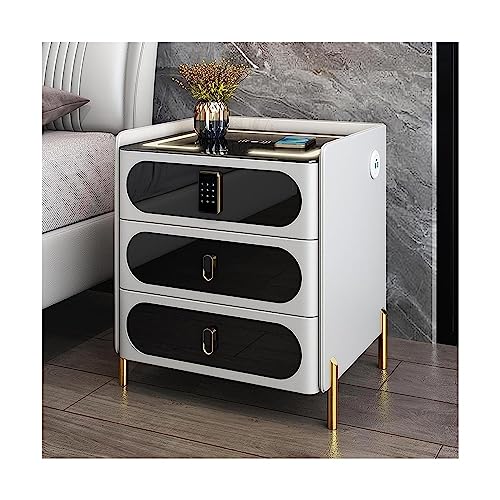 DGDHHSFJDJ Beistelltisch mit kabelloser Aufladung, Schloss und LED-Licht, intelligenter Nachttischschrank mit USB-Anschlüssen, 3 Schubladen, Nachttisch aus Holz DGDHHSFJDJ Beistelltisch mit kabelloser Aufladung, Schloss und LED-Licht, intelligenter Nachttischschrank mit USB-Anschlüssen, 3 Schubladen, Nachttisch aus Holz von DGDHHSFJDJ