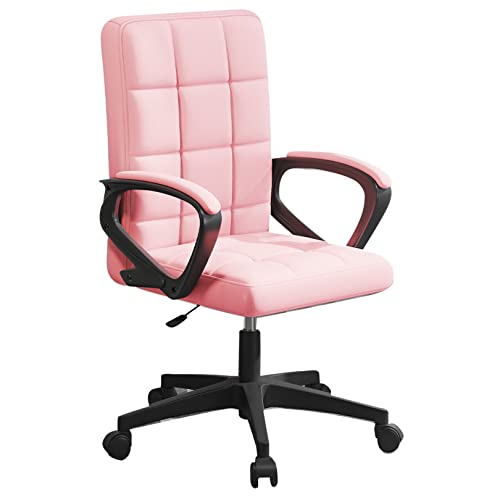 DGDHHSFJDJ Bequemer Bürostuhl aus PU-Leder – verstellbare mittelhohe Rückenlehne mit Armlehnen und Rollen, ergonomischer 360°-Drehstuhl für zu Hause von DGDHHSFJDJ