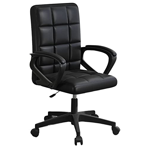 DGDHHSFJDJ Bequemer Bürostuhl aus PU-Leder – verstellbare mittelhohe Rückenlehne mit Armlehnen und Rollen, ergonomischer 360°-Drehstuhl für zu Hause DGDHHSFJDJ Bequemer Bürostuhl aus PU-Leder – verstellbare mittelhohe Rückenlehne mit Armlehnen und Rollen, ergonomischer 360°-Drehstuhl für zu Hause von DGDHHSFJDJ