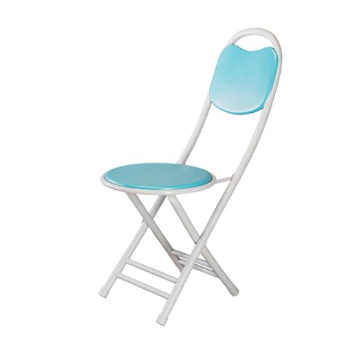 DGDHHSFJDJ Blauer, runder, klappbarer Barhocker mit gepolsterter Sitzfläche – Tragbarer Stuhl für Erwachsene, für Küche und Camping, Tragkraft 100 kg, Höhe 46 cm von DGDHHSFJDJ