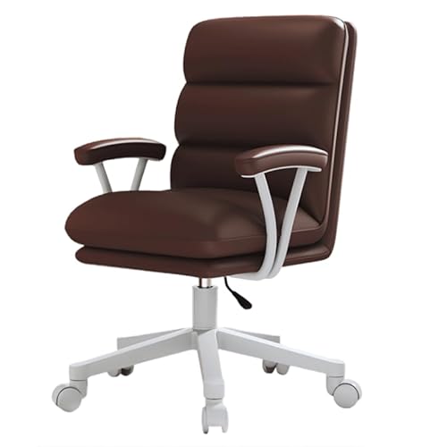 DGDHHSFJDJ Drehbarer Bürostuhl aus PU-Leder, 48–58 cm Verstellbereich, bequemer Computerstuhl. Ergonomisch gestaltete Rückenlehne, flexibel und leicht drehbar/Weiß von DGDHHSFJDJ
