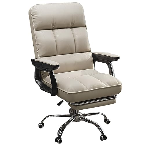 DGDHHSFJDJ Ergonomischer Arbeitsstuhl – Hohe Rückenlehne verstellbar mit Lordosenstütze und Fußstütze, 360° drehbar und PU-Leder, kippbarer Arbeitsstuhl für das Homeoffice von DGDHHSFJDJ