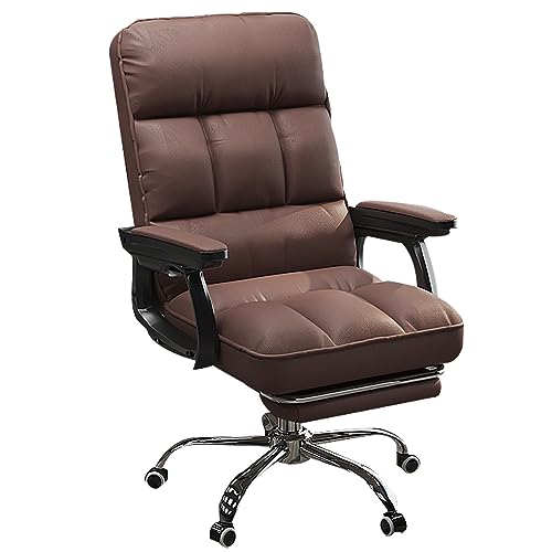 DGDHHSFJDJ Ergonomischer Arbeitsstuhl – Hohe Rückenlehne verstellbar mit Lordosenstütze und Fußstütze, 360° drehbar und PU-Leder, kippbarer Arbeitsstuhl für das Homeoffice von DGDHHSFJDJ