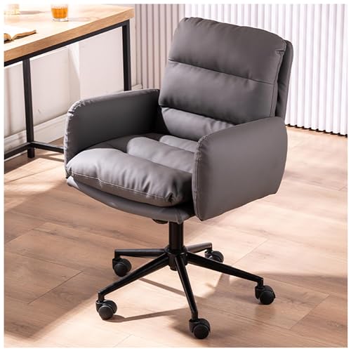 DGDHHSFJDJ Ergonomischer Bürostuhl aus Leder mit höhenverstellbaren Rädern und Armlehnen. Bequemer gepolsterter Computerstuhl für den Empfangsbereich im Homeoffice von DGDHHSFJDJ
