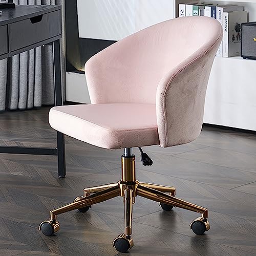 DGDHHSFJDJ Ergonomischer Bürostuhl aus Samt – höhenverstellbar mit mittelhoher Rückenlehne und Armlehnen, bequemer 360°-Drehstuhl für Arbeitszimmer/Frisiertisch/Schlafzimmer von DGDHHSFJDJ
