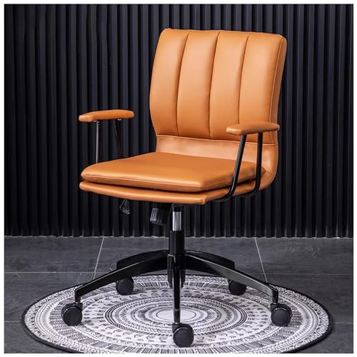 DGDHHSFJDJ Ergonomischer Drehstuhl aus Leder für das Homeoffice, mit Rollen und höhenverstellbarem gepolstertem Computersessel für Aufgaben, Schminktisch, bequem und stilvoll von DGDHHSFJDJ