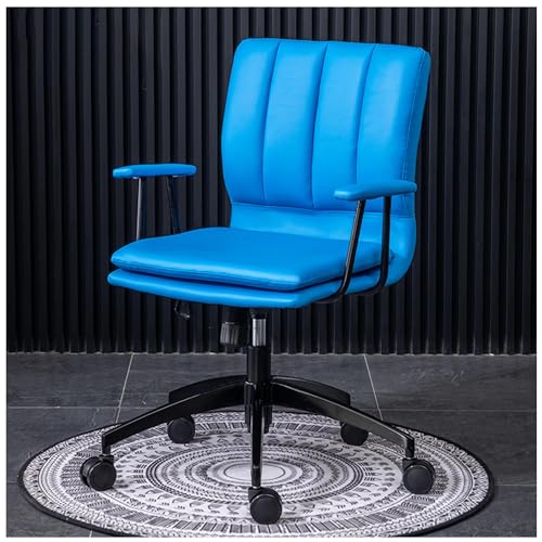 DGDHHSFJDJ Ergonomischer Drehstuhl aus Leder für das Homeoffice, mit Rollen und höhenverstellbarem gepolstertem Computersessel für Aufgaben, Schminktisch, bequem und stilvoll von DGDHHSFJDJ