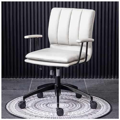 DGDHHSFJDJ Ergonomischer Drehstuhl aus Leder für das Homeoffice, mit Rollen und höhenverstellbarem gepolstertem Computersessel für Aufgaben, Schminktisch, bequem und stilvoll von DGDHHSFJDJ